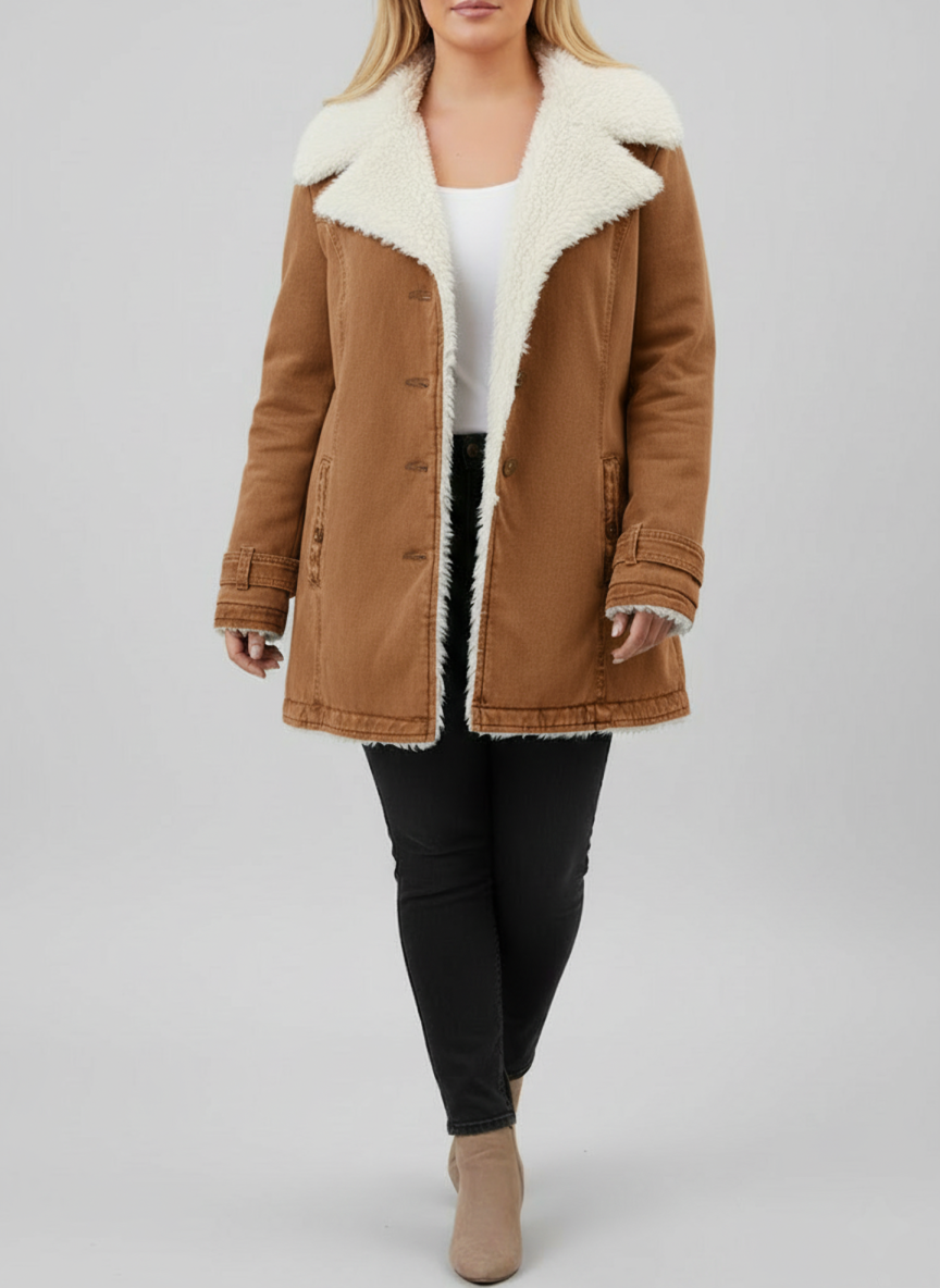 Damen Warme Sherpa-Futter Winterjacke | Große Größen