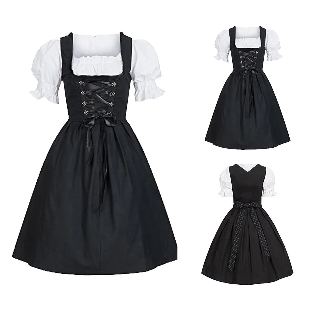 Heidi-Mode Dirndl Bayerisches Oktoberfest Trachtenkleid mit Schürze