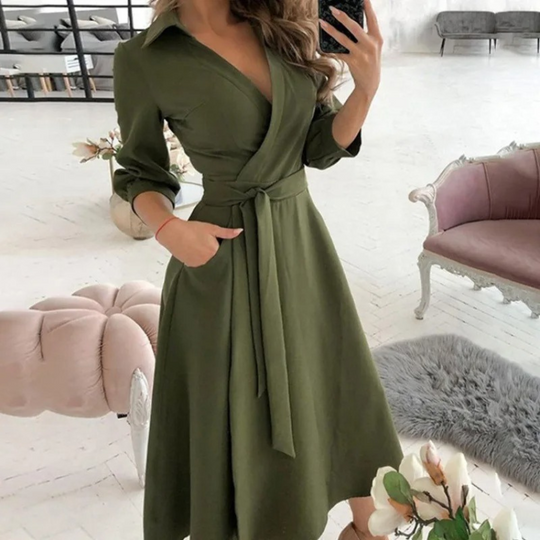 Heidi-Mode | Gefütterte Reversband Bequeme Blusenkleid
