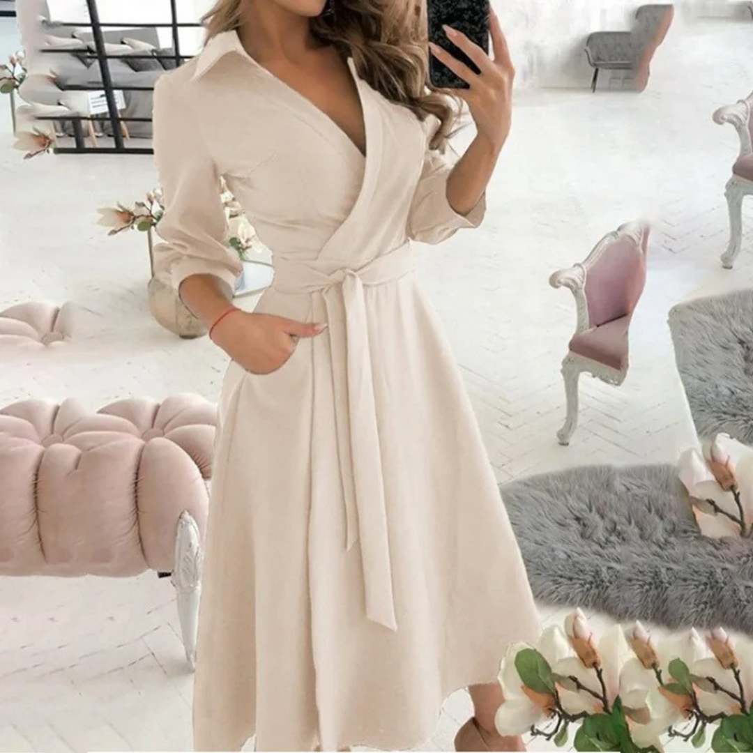 Heidi-Mode | Gefütterte Reversband Bequeme Blusenkleid