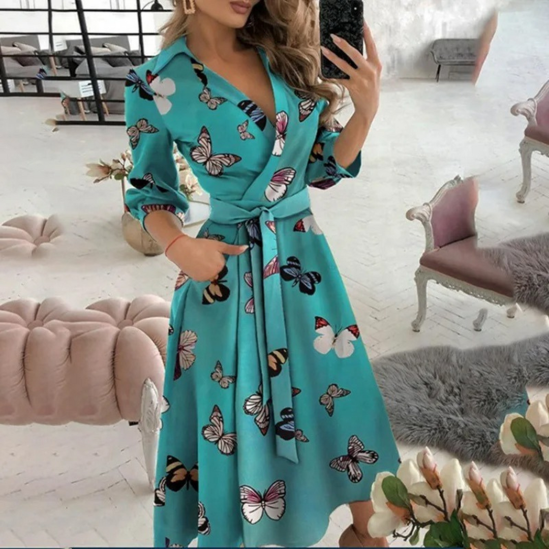 Heidi-Mode | Gefütterte Reversband Bequeme Blusenkleid