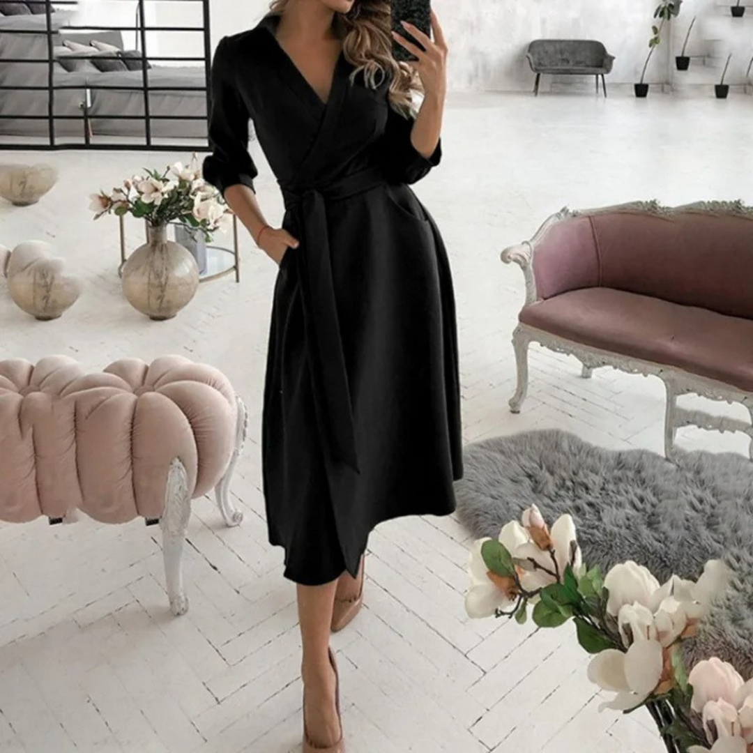 Heidi-Mode | Gefütterte Reversband Bequeme Blusenkleid