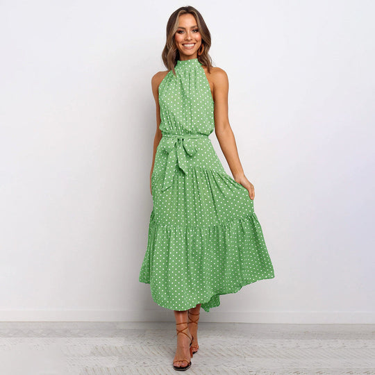 Elegantes langes Polka-Kleid