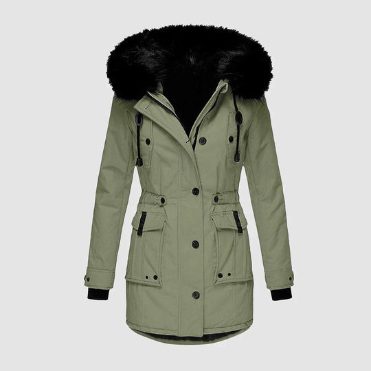 Heidi-Mode | Damenparka Mit Schwarzem Kunstfellbesatz