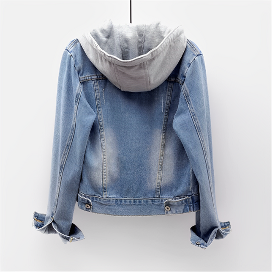 LAFONE | Langärmelige Jeansjacke mit abnehmbarer Kapuze