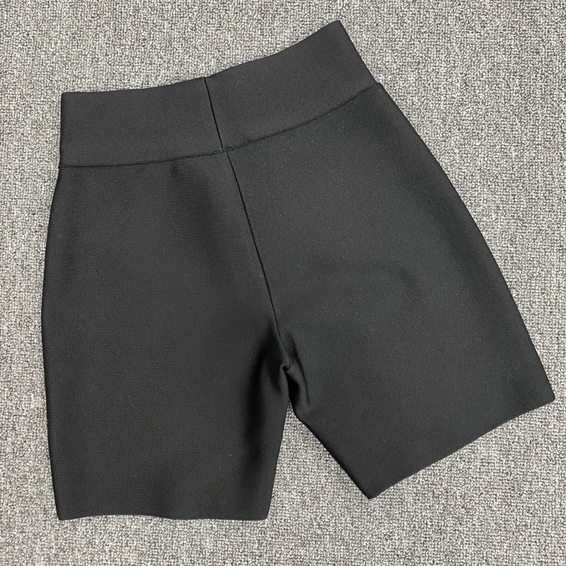 Heidi-Mode | Frauen Sport Outfit Damen Yoga Gym Fitness Schwarz Grau Weiß Laufen Rayon Bandage Shorts Hosen