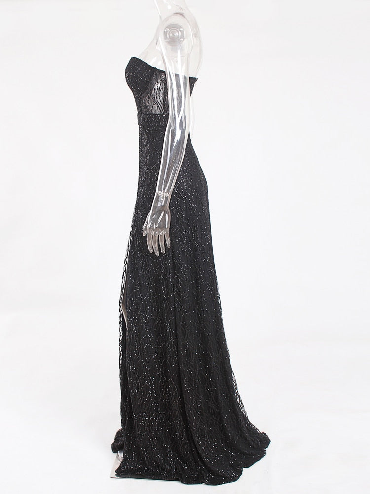 Heidi-Mode | Off Shoulder Glitzer Spitzekleider