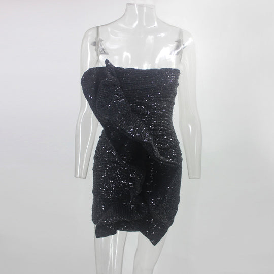 Heidi-Mode | Body Rüsche Pailletten Strapless Mini Kleider