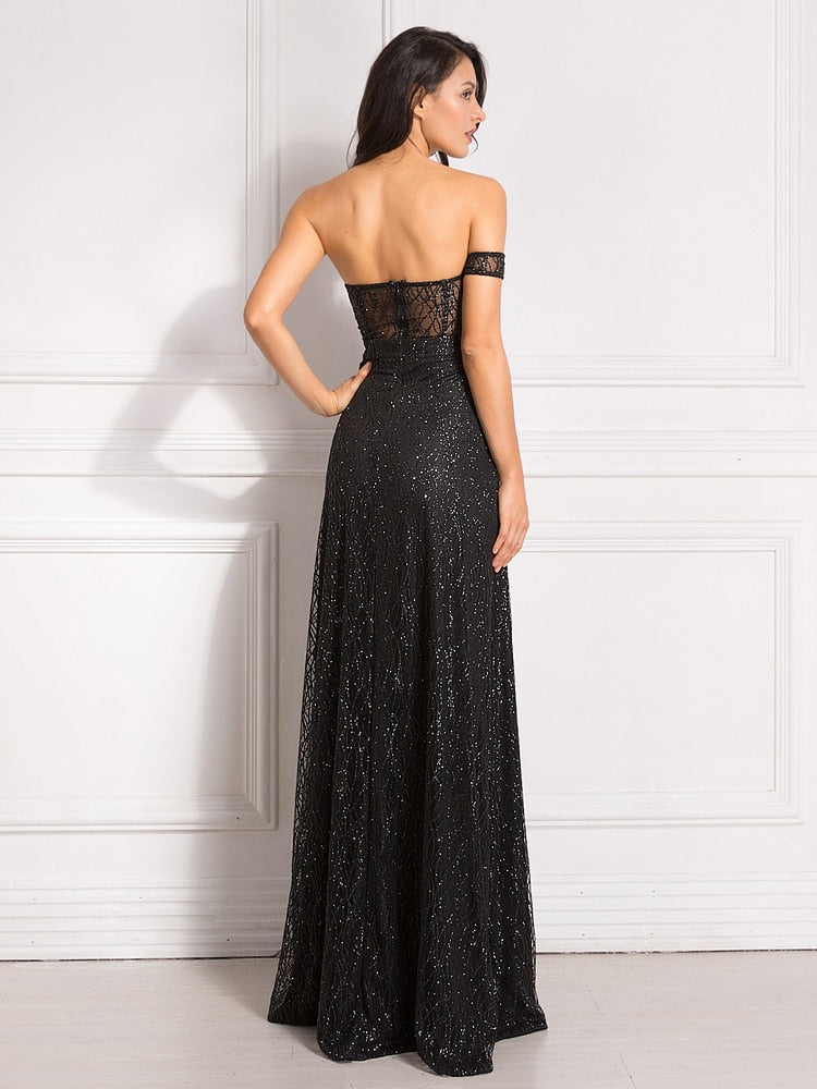 Heidi-Mode | Off Shoulder Glitzer Spitzekleider