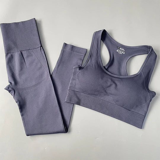 Heidi-Mode | 2/3/4Pcs Nahtlose Frauen Yoga Set Trainings Sportbekleidung Fitness Langarm Crop Top Hohe Taille Leggings Sportanzug