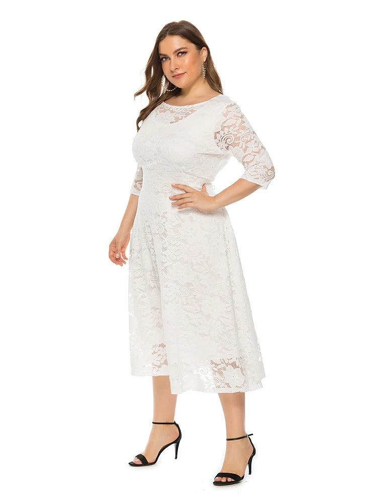 Heidi-Mode | Weißes Bohème Kleid Große Größe