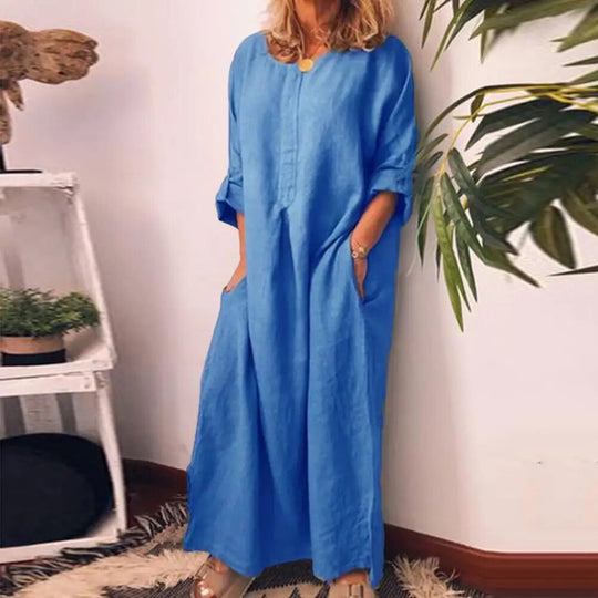 Heidi-Mode | Lange Hemdkleid aus Leinenstoff Oversize