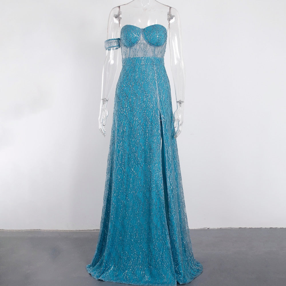 Heidi-Mode | Off Shoulder Glitzer Spitzekleider