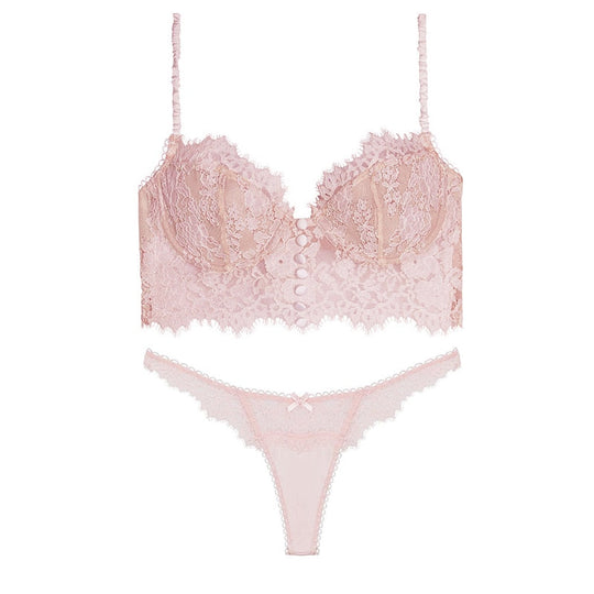 Heidi-Mode | Spitze Set Lingerie mit Dekorativen Knöpfen