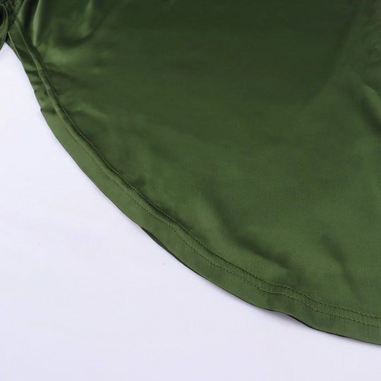 Heidi-Mode | Satin Ärmelloses Rüschen Drawstring Midi Kleider