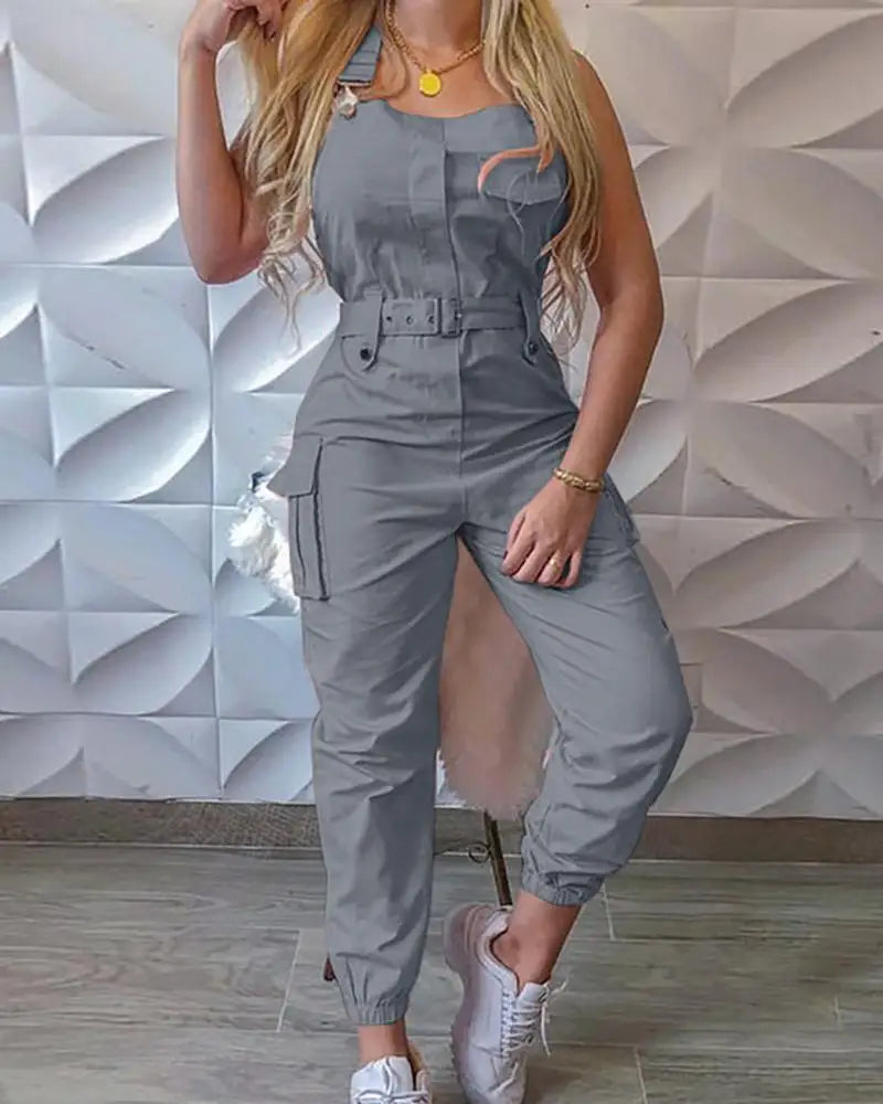 Heidi-Mode | Overall mit Gürtel, Lose Kittelhosen, Robuste Taschen, Cargo-Hosen