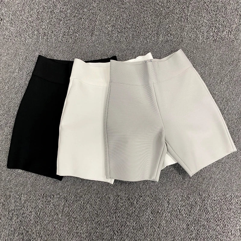 Heidi-Mode | Frauen Sport Outfit Damen Yoga Gym Fitness Schwarz Grau Weiß Laufen Rayon Bandage Shorts Hosen