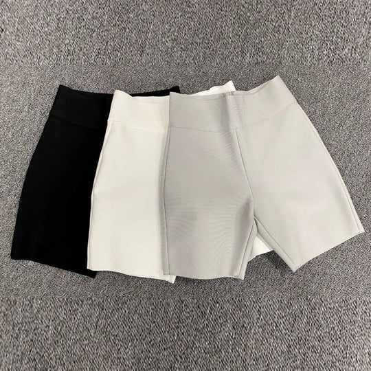 Heidi-Mode | Frauen Sport Outfit Damen Yoga Gym Fitness Schwarz Grau Weiß Laufen Rayon Bandage Shorts Hosen