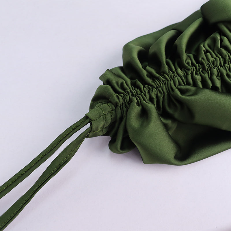 Heidi-Mode | Satin Ärmelloses Rüschen Drawstring Midi Kleider