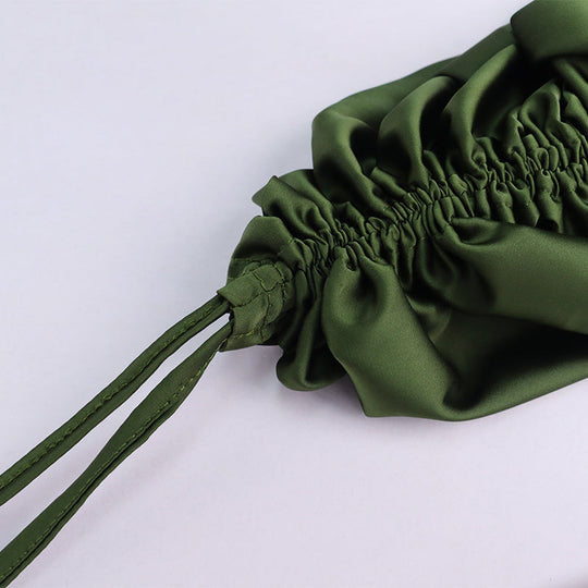 Heidi-Mode | Satin Ärmelloses Rüschen Drawstring Midi Kleider