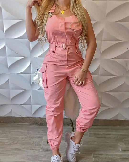 Heidi-Mode | Overall mit Gürtel, Lose Kittelhosen, Robuste Taschen, Cargo-Hosen