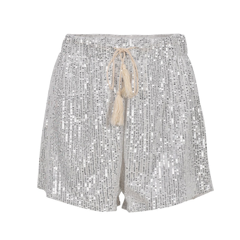 Heidi-Mode | Elastische Pailletten Glitzer Shorts für Frauen