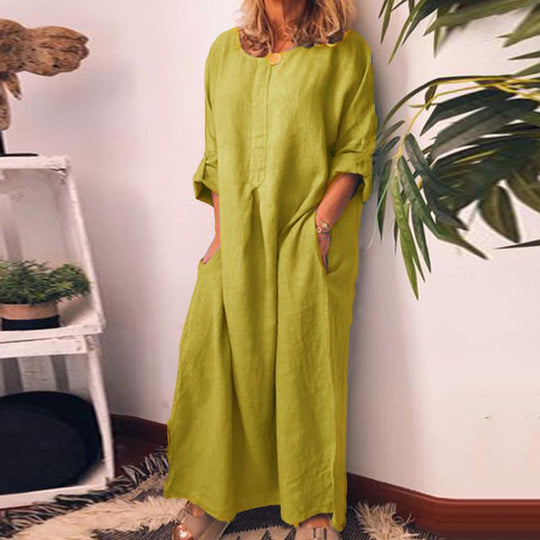 Heidi-Mode | Lange Hemdkleid aus Leinenstoff Oversize