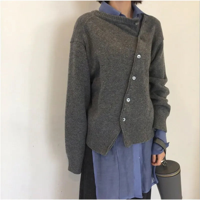 Kaschmir-Wickel-Cardigan mit Knopfdetail