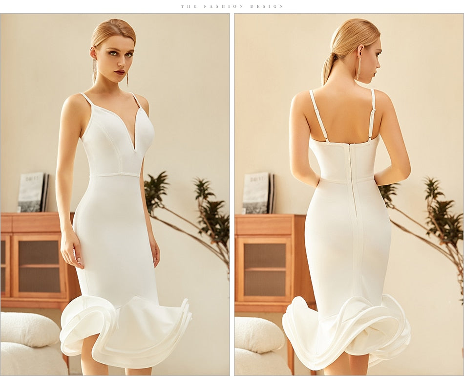 Heidi-Mode | Mermaid V-Ausschnitt Bandage Spaghettiträger Kleider