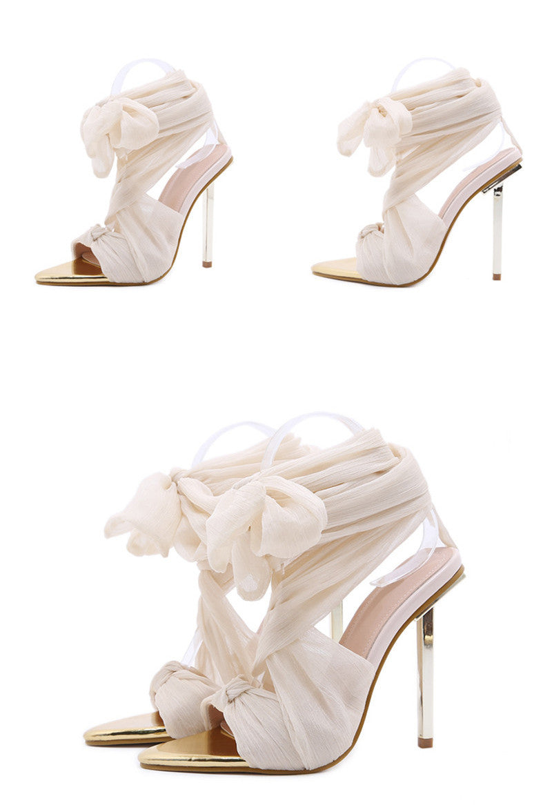 Heidi-Mode | Stoffband Peeptoe High Heels