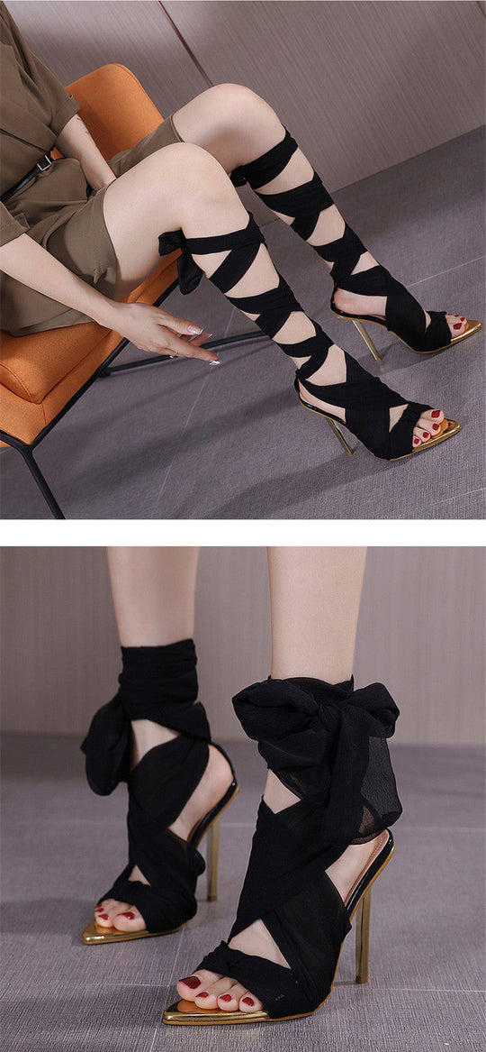 Heidi-Mode | Stoffband Peeptoe High Heels