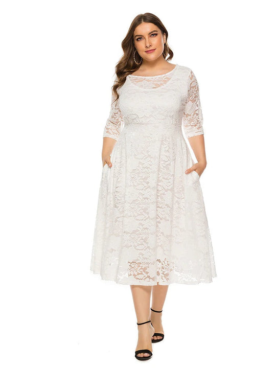 Heidi-Mode | Weißes Bohème Kleid Große Größe