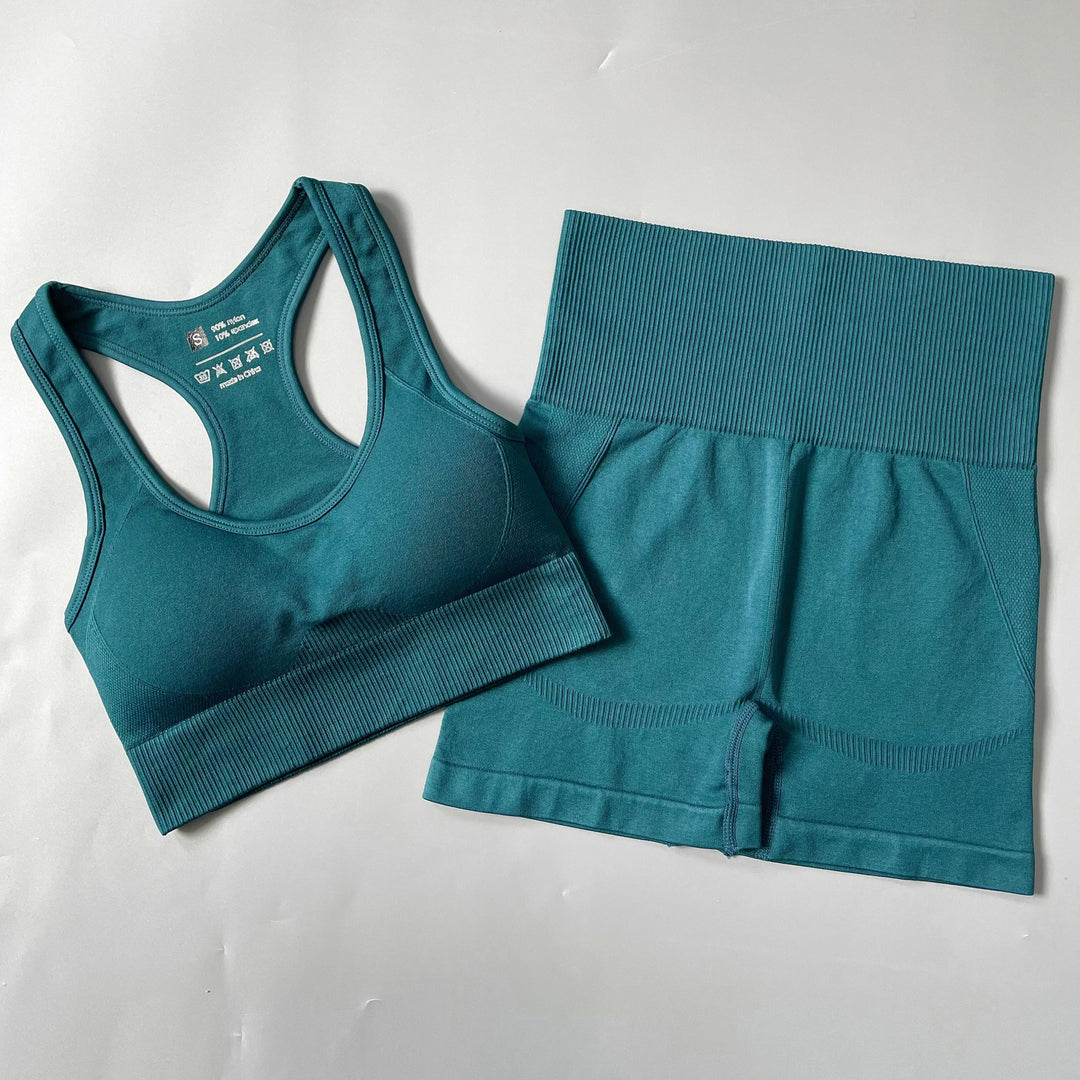 Heidi-Mode | 2/3/4Pcs Nahtlose Frauen Yoga Set Trainings Sportbekleidung Fitness Langarm Crop Top Hohe Taille Leggings Sportanzug