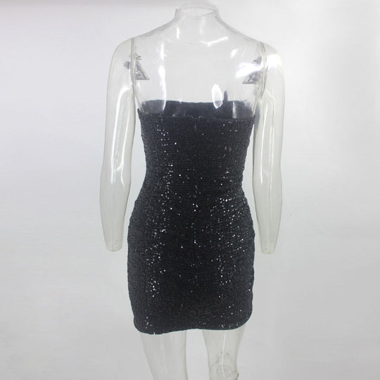 Heidi-Mode | Body Rüsche Pailletten Strapless Mini Kleider
