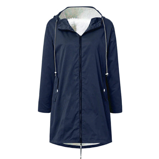 Heidi-Mode | Wasserfeste Damen-Regenjacke mit Wolle und Kapuze,