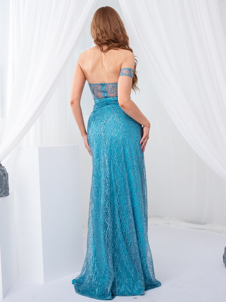 Heidi-Mode | Off Shoulder Glitzer Spitzekleider