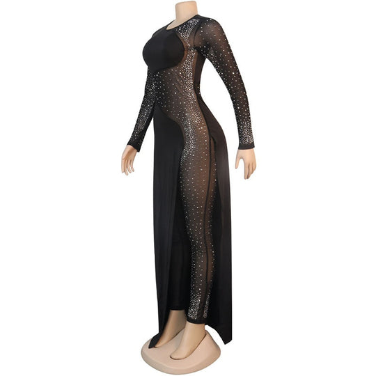 Heidi-Mode | Sparkle Durchsichtiger Maxi-Rock Jumpsuits