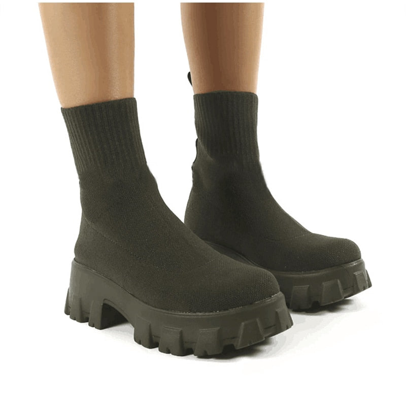 Heidi-Mode | Stiefel Socke Frau Plattform Hoch