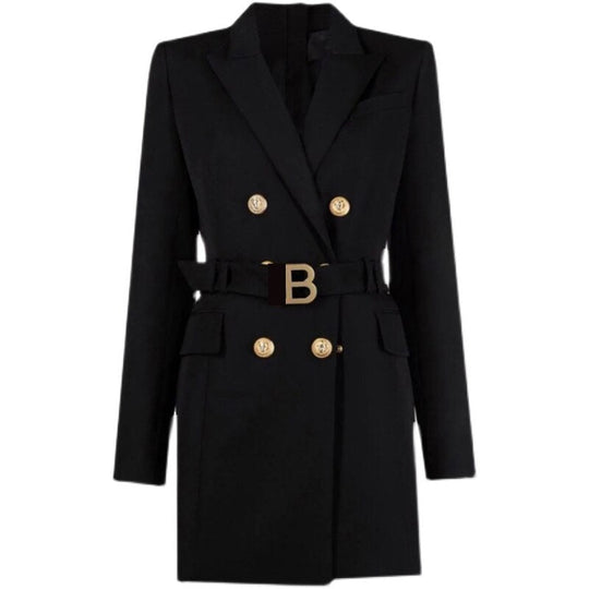 Heidi-Mode | Schicker Blazer Kleid mit Taillenband und Statement Knöpfen