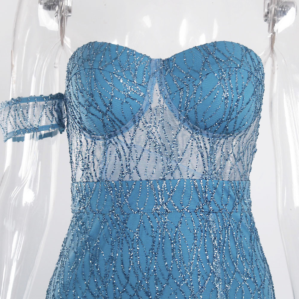 Heidi-Mode | Off Shoulder Glitzer Spitzekleider