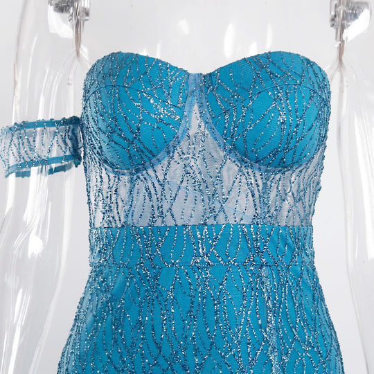Heidi-Mode | Off Shoulder Glitzer Spitzekleider