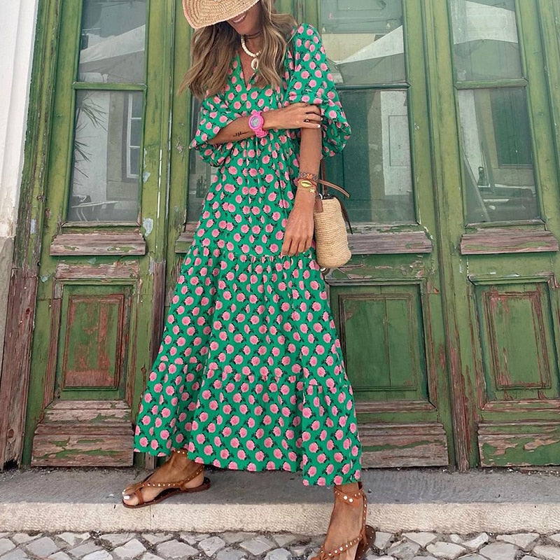 Kleid | Grüne lange Kleid für Damen