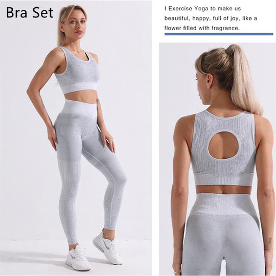 Heidi-Mode | Rid Seamless Yoga Set Frauen 2Pcs To Delet Langarm Crop Top T-Shirt Leggings Outfit Kleidung Fitness Kleidung Fitness Anzug Sport Set
