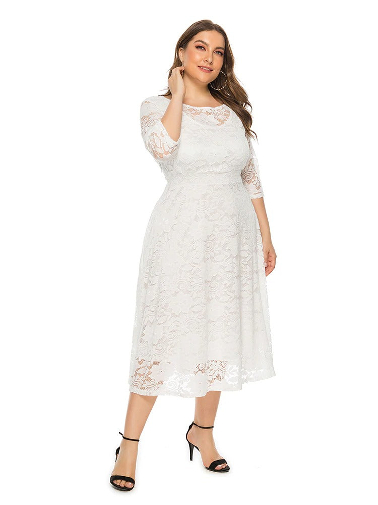Heidi-Mode | Weißes Bohème Kleid Große Größe
