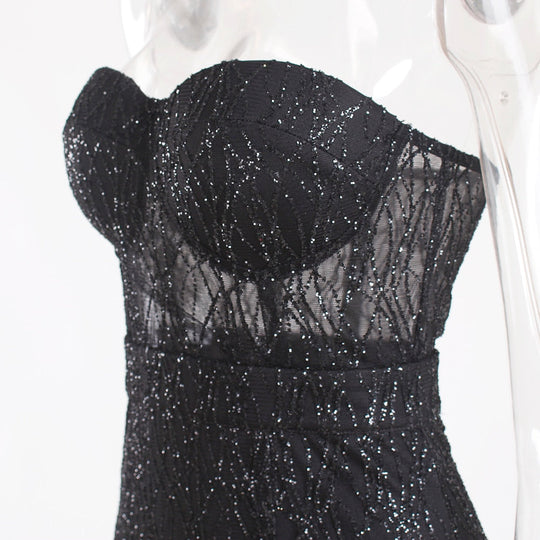 Heidi-Mode | Off Shoulder Glitzer Spitzekleider