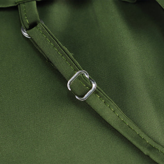 Heidi-Mode | Satin Ärmelloses Rüschen Drawstring Midi Kleider