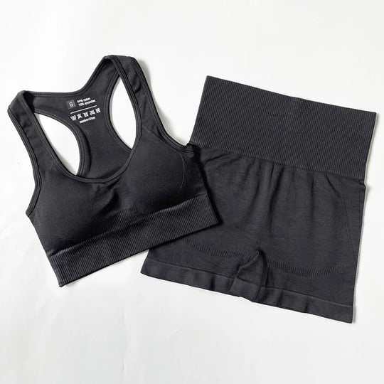 Heidi-Mode | 2/3/4Pcs Nahtlose Frauen Yoga Set Trainings Sportbekleidung Fitness Langarm Crop Top Hohe Taille Leggings Sportanzug