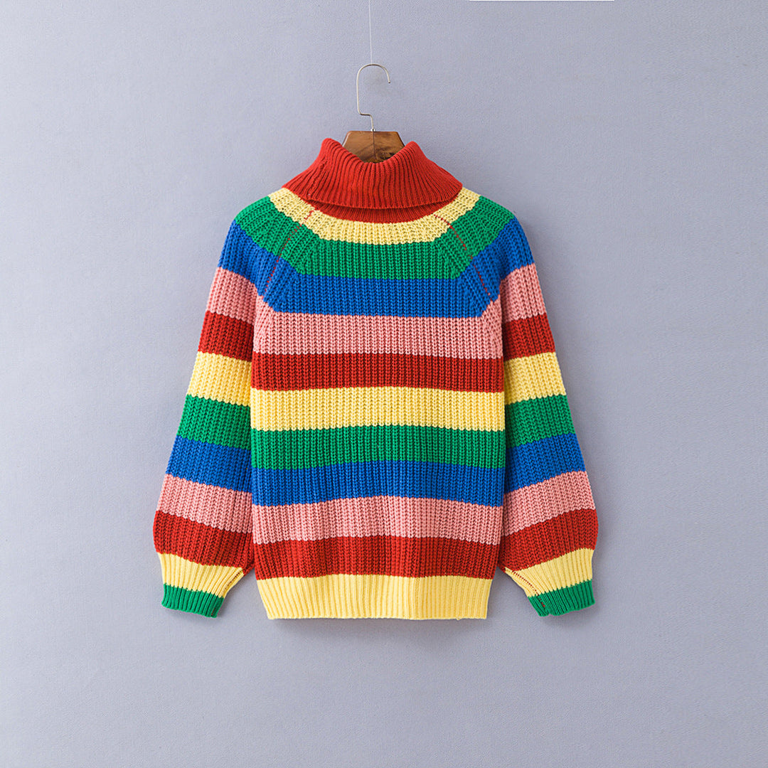 Heidi-Mode | Damen Pullover Mit Regenbogenstreifen Bunt Und Stilvoll