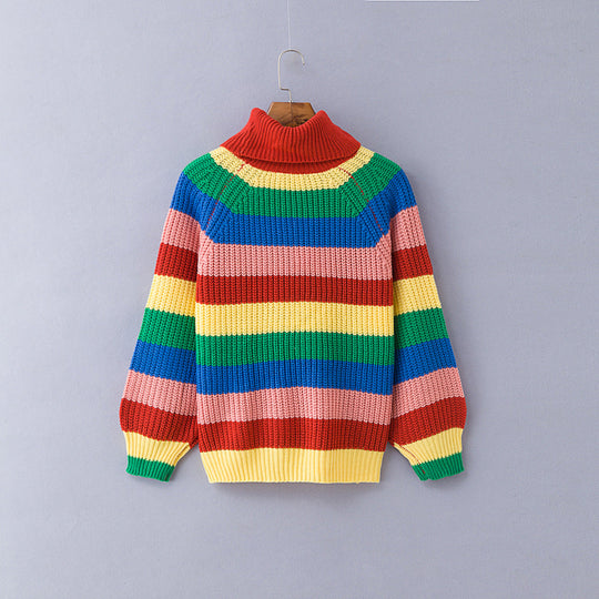 Heidi-Mode | Damen Pullover Mit Regenbogenstreifen Bunt Und Stilvoll