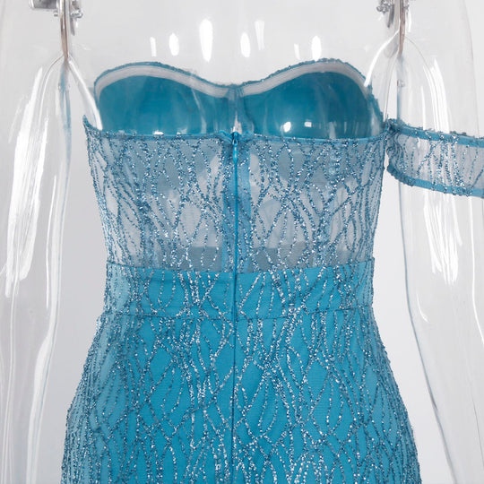 Heidi-Mode | Off Shoulder Glitzer Spitzekleider
